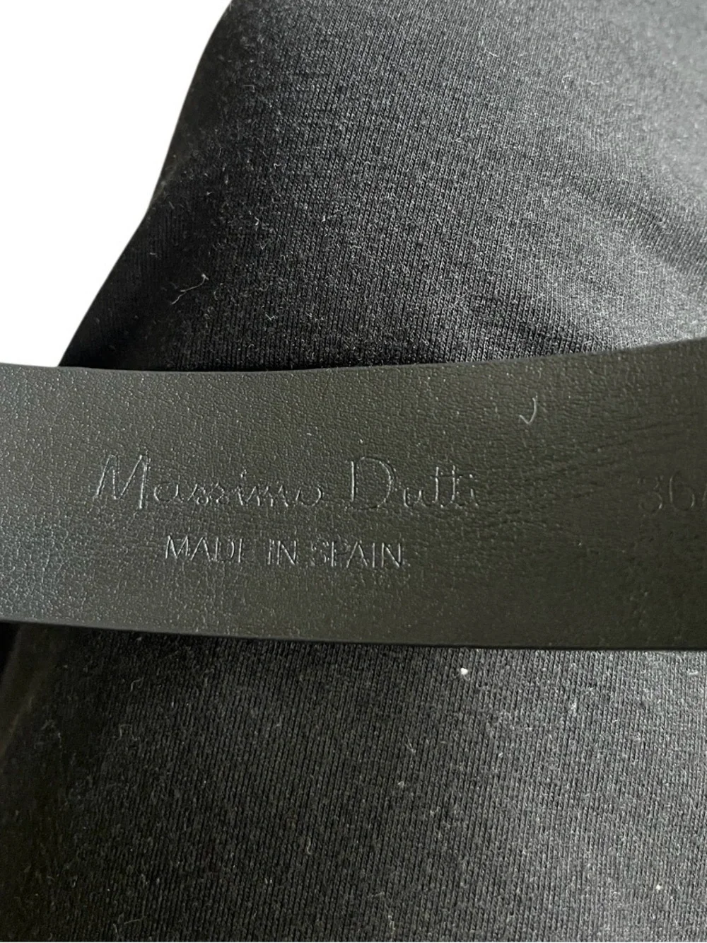 Massimo Dutti Black Suede Belt with Silver Square Buckle Size 36